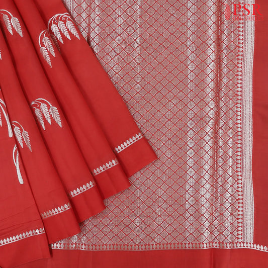 Red Chiniya Silk Saree