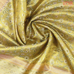 Golden Olive Kanchipuram Tissue Jacquard Silk Saree