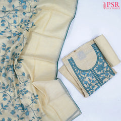 Cream Beige Art Tissue Dress Material