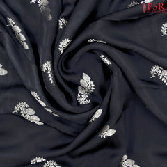 Black Banarasi Habutai Satin Saree
