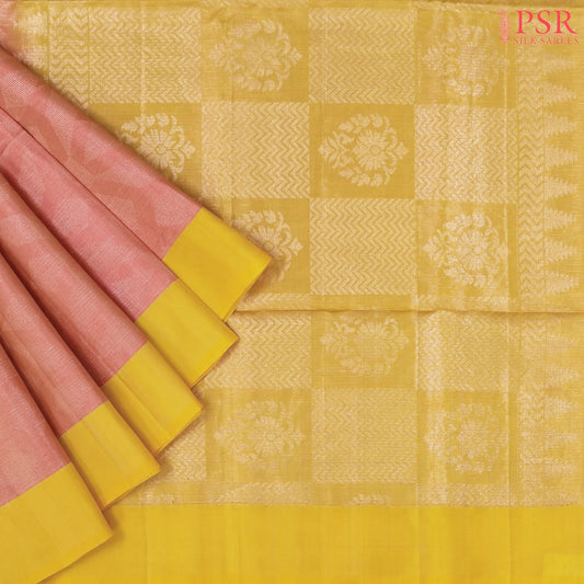 Coral Peach Soft Silk Saree