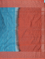 Peacock Blue Jute Art Silk Saree