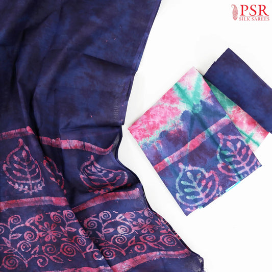Rouge Pink & Rama Green Cotton Dress Material