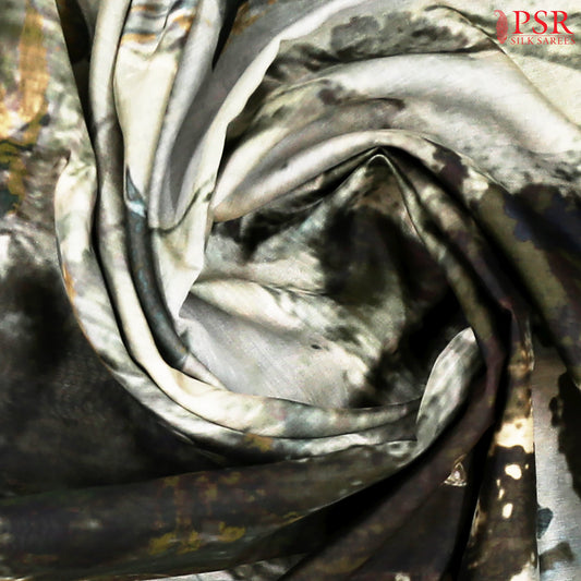 Sage Green Chiniya Silk Saree