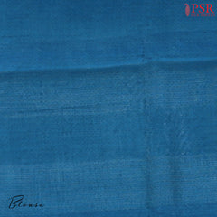 Beige & Peacock Blue Chanderi Silk Cotton Saree