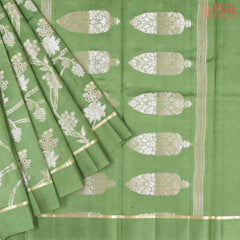 Asparagus Green Chiniya Silk Saree