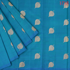 Green & Peacock Blue Kanchipuram Half & Half Silk Saree