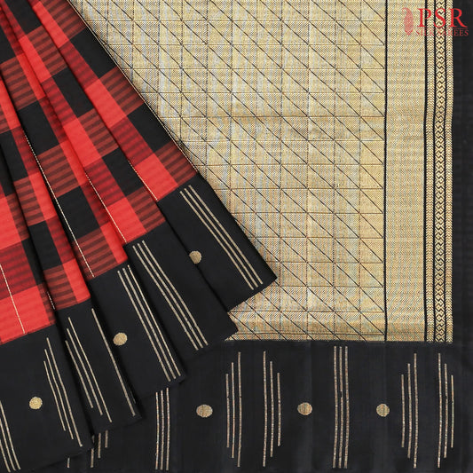 Red & Black Soft Silk Saree