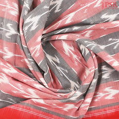 Grey & Light Red Ikkat Cotton Saree