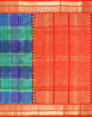 Blue & Green Pochampally Soft Silk Saree