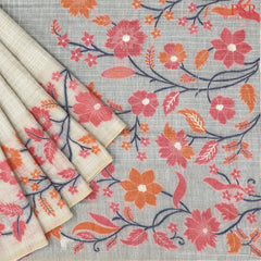 Olive Beige Ghicha Cotton Saree
