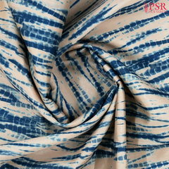 Beige & Cobalt Blue Semi Dupion Embroidery Saree