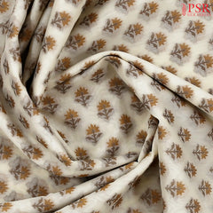 Floral Beige Banaras Silk Cotton Saree