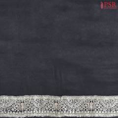 Black Banarasi Habutai Satin Saree