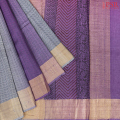 Pink, Purple & Grey Kadhi Tussar Silk Saree