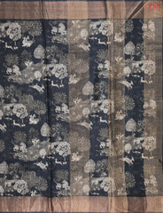 Midnight Black Kadhi Tussar Silk Saree