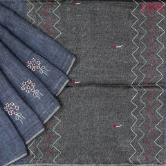 Winter Blue Linen Saree