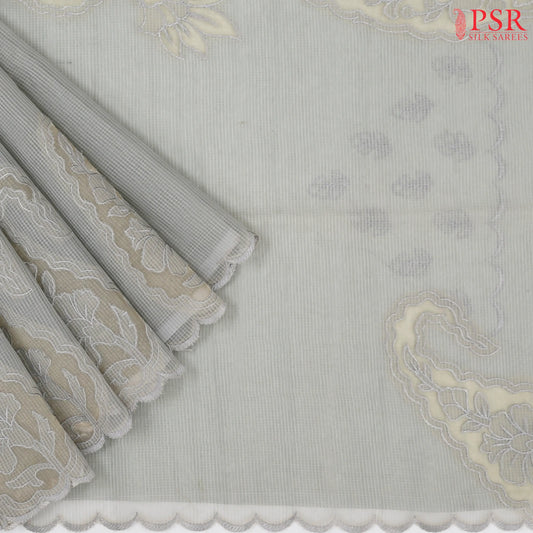 Gainsboro Grey Organza Embroidery Saree