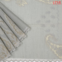 Gainsboro Grey Organza Embroidery Saree