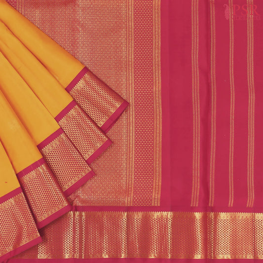 Amber Yellow Nine Yards Half Fine Silk Saree