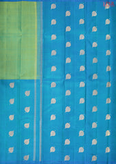 Green & Peacock Blue Kanchipuram Half & Half Silk Saree