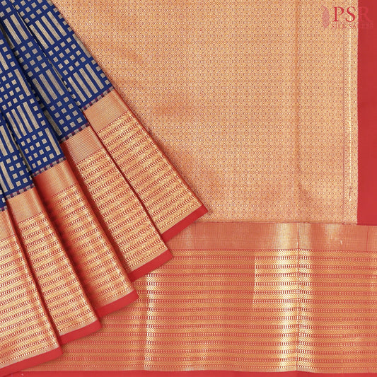 Prussian Blue Fancy Kanchipuram Silk Saree