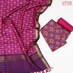 Dark Violet Soft Patola Silk Cotton Dress Material