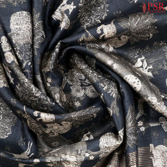 Midnight Black Kadhi Tussar Silk Saree