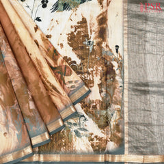 Light Orange Chiniya Silk Saree