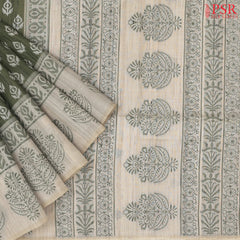 Olive Green Ghicha Tassar Saree