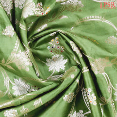 Asparagus Green Chiniya Silk Saree