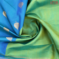 Green & Peacock Blue Kanchipuram Half & Half Silk Saree
