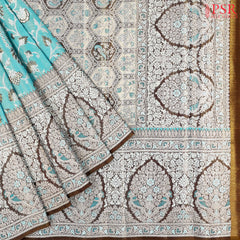 Turquoise Blue Kanchipuram Jacquard Tissue Silk Saree