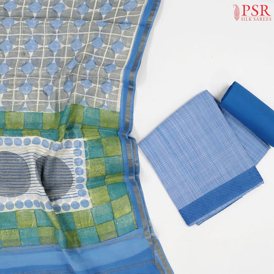 Azure Blue Cotton Dress Material