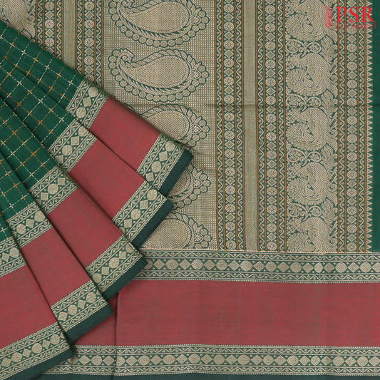 Dark Green Kalakshetra Kovai Cotton Saree