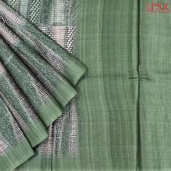 Basil Green Kadhi Tussar Silk Saree