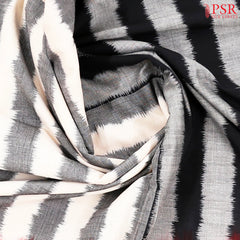 Grey & Floral White Ikkat Cotton Saree