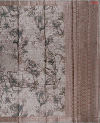 Fossil Grey Banaras Tussar Silk Saree