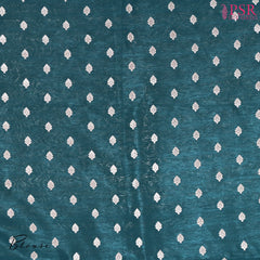 Dark Teal Blue Semi Banaras Saree