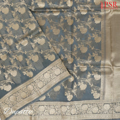 Pewter Grey Tussar Silk Dress Material