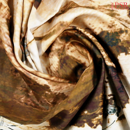 Light Orange Chiniya Silk Saree