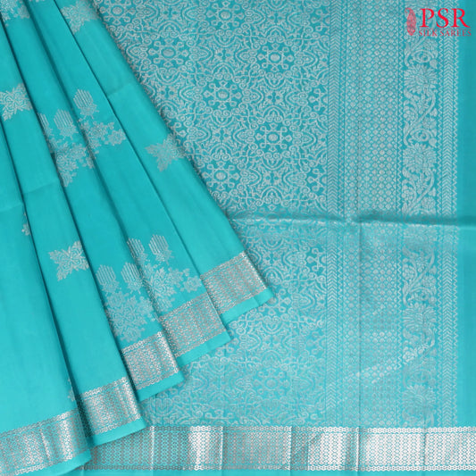 Aqua Blue Soft Silk Saree