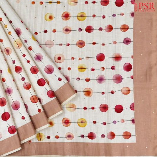 Pastel Beige Semi Tussar Saree