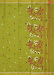 Chartreuse Green Bengal Cotton Saree