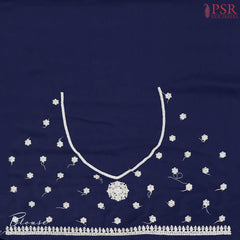 Berry Blue Georgette Laser Embroidery Saree