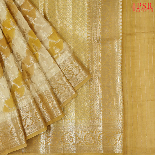 Fawn & Mustard Chiniya Silk Saree