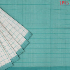 Dove White Mangalagiri Cotton Saree