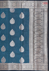 Dark Peacock Blue Chanderi Silk Cotton Saree