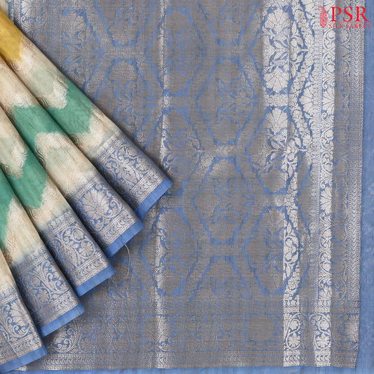 Beige & Multicolor Silk Cotton Saree