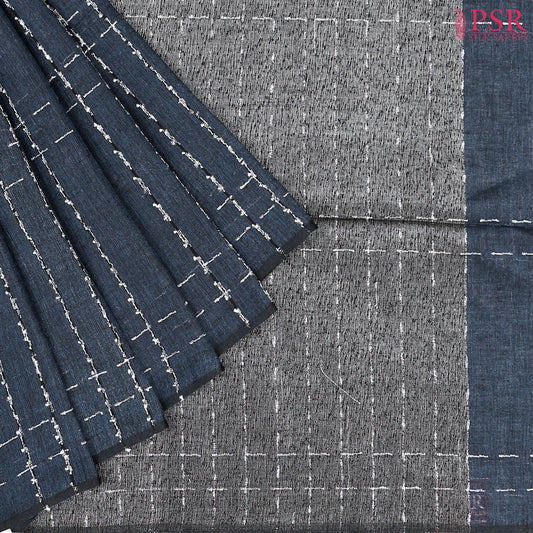 Denim Blue Linen Saree